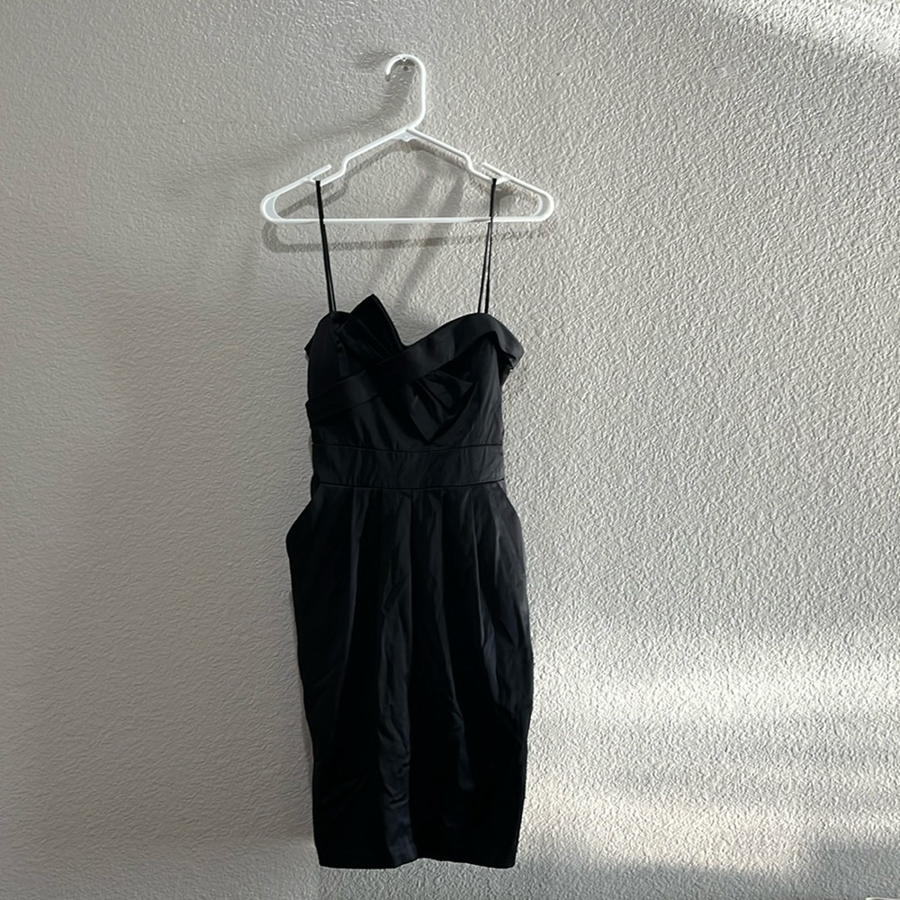 Intrigue Black Bow Sweetheart Neckline Cocktail Party Mini Dress Size 12 TC0697